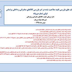 تصمیمات دفتر ارزیابی کیفیت کالاهای صادراتی و وارداتی سازمان ملی استاندارد در خصوص شرکتهای بازرسی کالا- بهمن 98